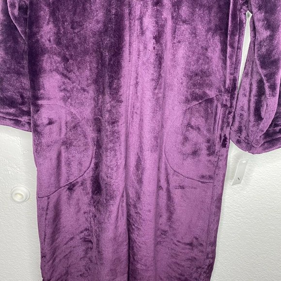 Natori Women Cashmere Fleece Zip Caftan Extra Small XS Plum Purple Zipper Robe - Picture 5 of 12